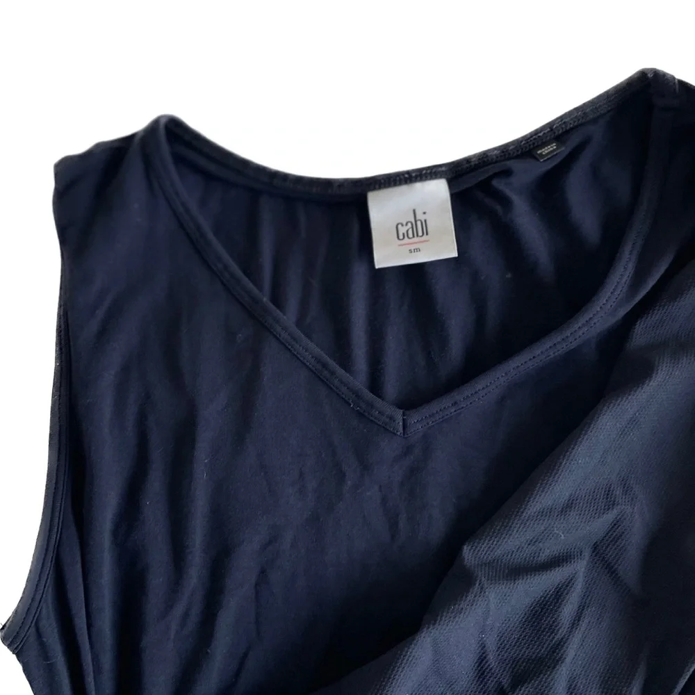 CABI | S | Double Draped Navy Jersey Tank Blouse Size 5071 NWOT